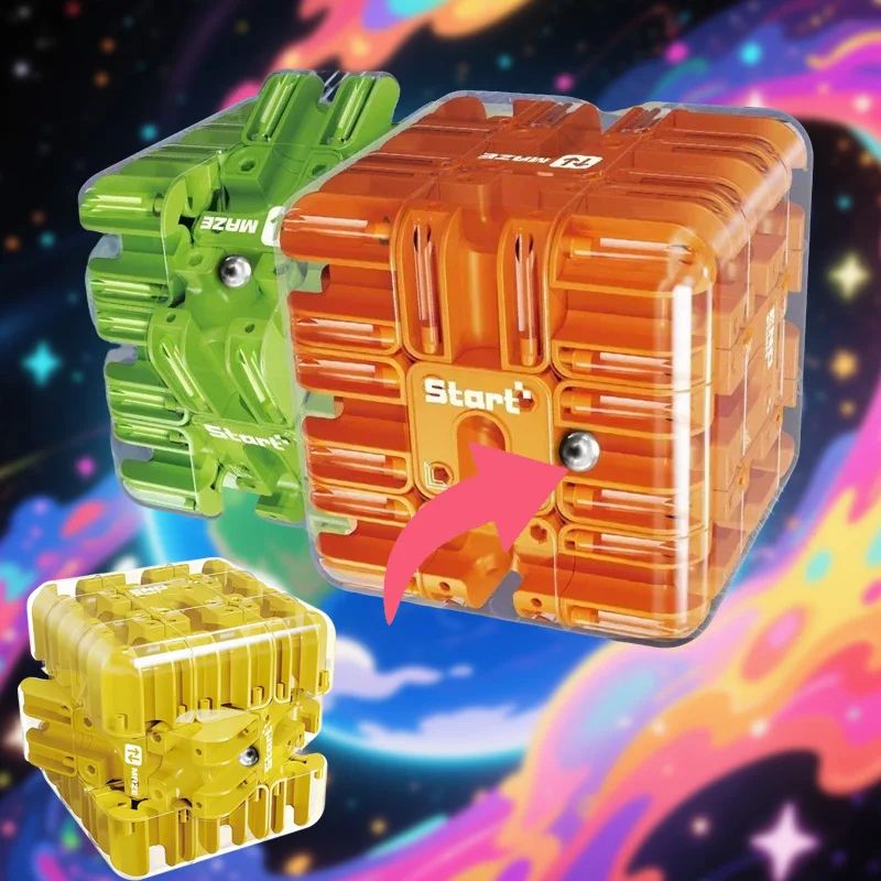 3D Maze Magic Cube Six-sided Transparent Puzzle Speed Cube Rolling Ball Cubes Maze Toys for Children Stress Reliever Fidget Toys