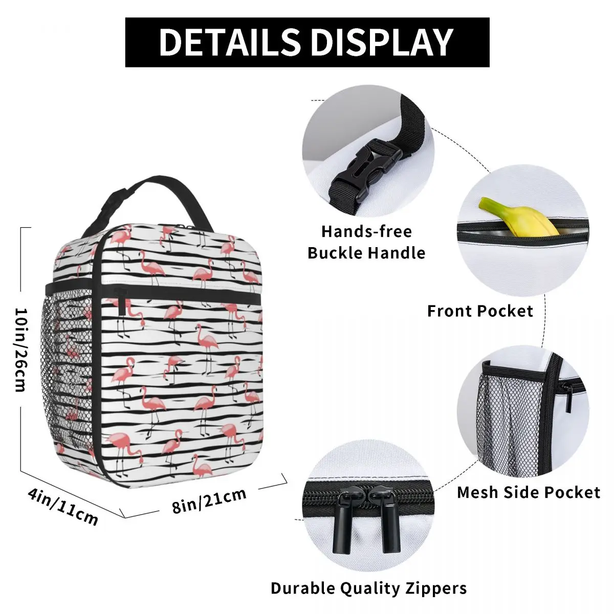 Flamingo Seamless Pattern Resuable Lunch Boxes for Women Waterproof Thermal Cooler Food Insulated Lunch Bag Office Work