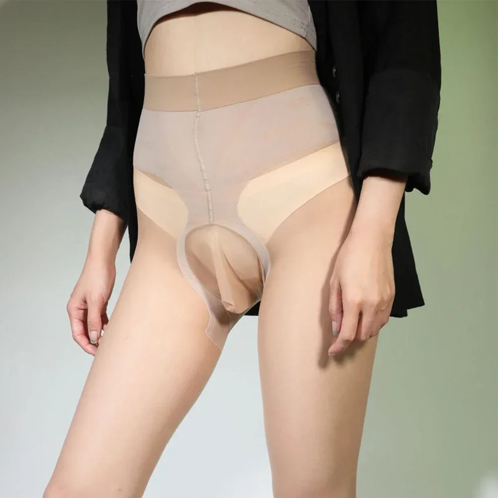 Men's Sexy Ultra-thin Oil Shiny Pantyhose Male Transparent Degree Seamless Stockings Party Clubwear Gay Man Stocking Tights