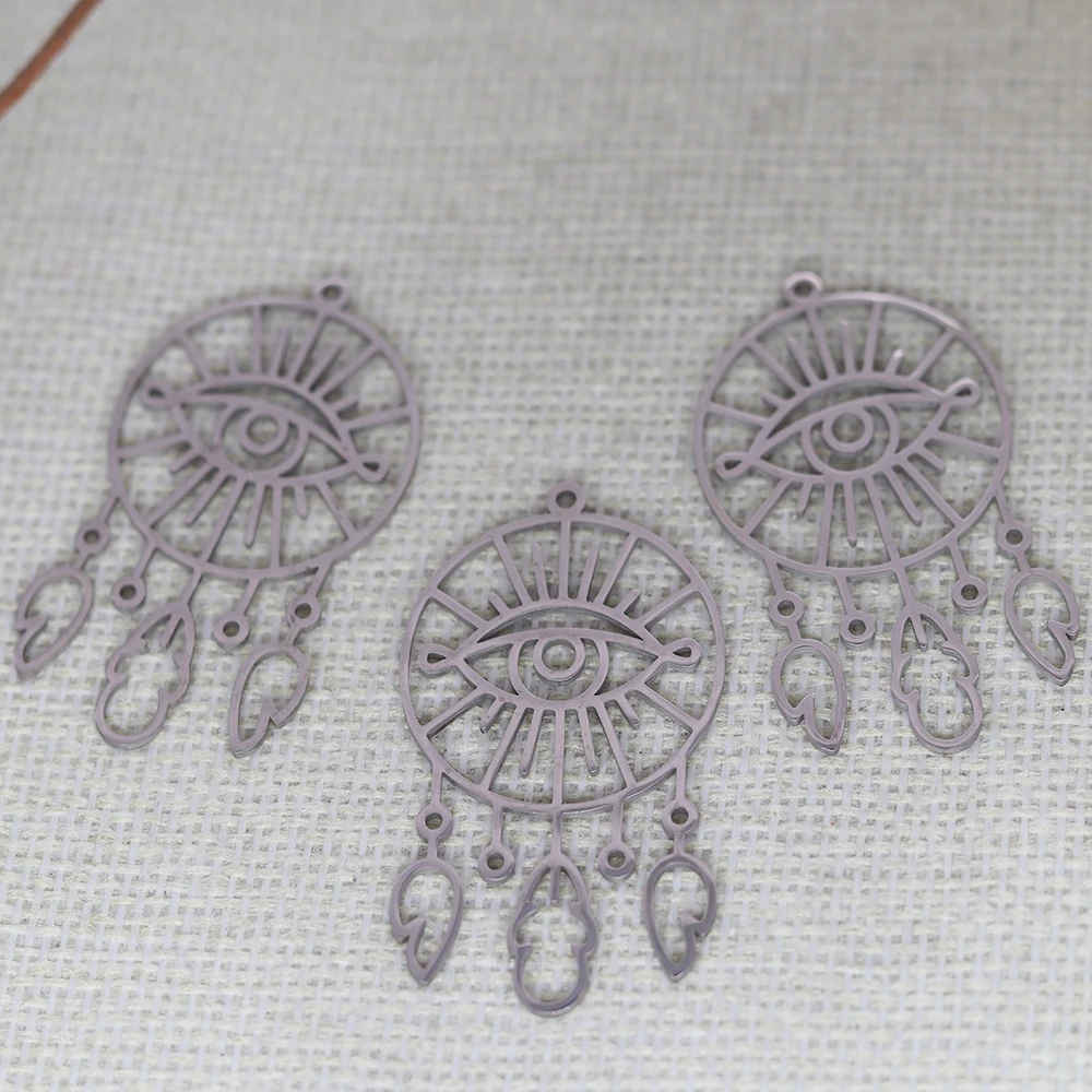 

3pcs/Lot Stainless Steel Eye And Eyelashes Round Accessories DIY Jewelry Making For Bracelets Earring Necklaces For Party Gift