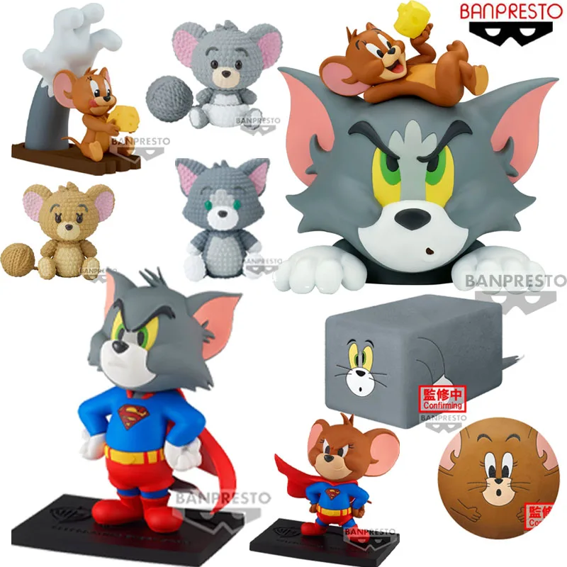 Banpresto Original Tom And Jerry As Superman Anime Figure Tom Jerry Tuffy Action Figure Toys For Boys Girls Kids Birtyhday Gifts