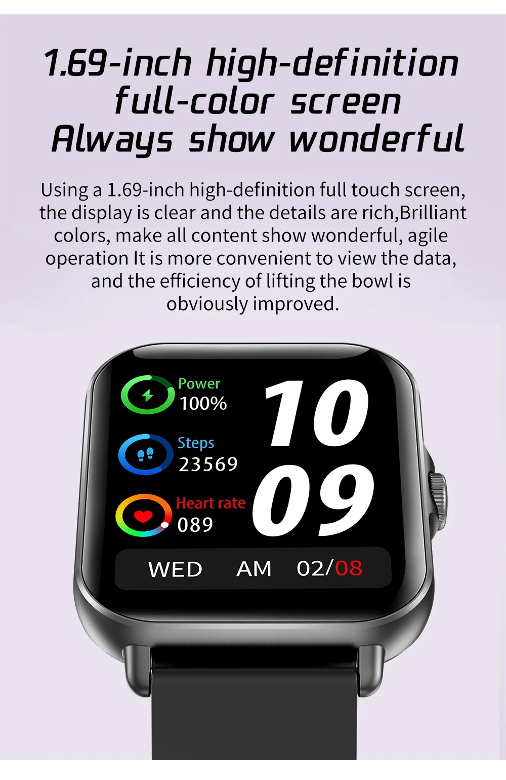 2022 New Women Smart Watch 1.69 Inch Full Touch Screen Bluetooth Call Sports Fitness Bracelet IP67 Waterproof Men Wristband L21