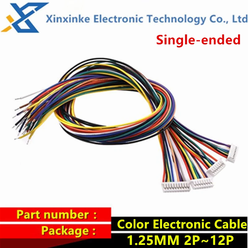 5PCS 1.25mm Single-ended Color Electronic Cable Connection Cable 2/3/4/5/6/7/8/9/10 P 12P Terminal Cable Single Head 60mm 100mm