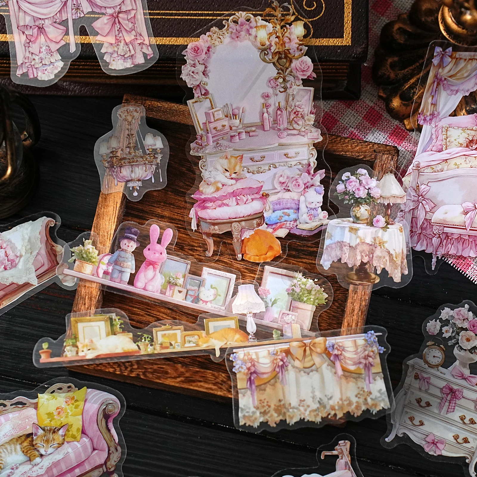 노트북, 전화 케이스, 스크랩북, 방 장식, DIY 저널, 문구 데칼을 위한 15개 동화 꿈 침대 스티커