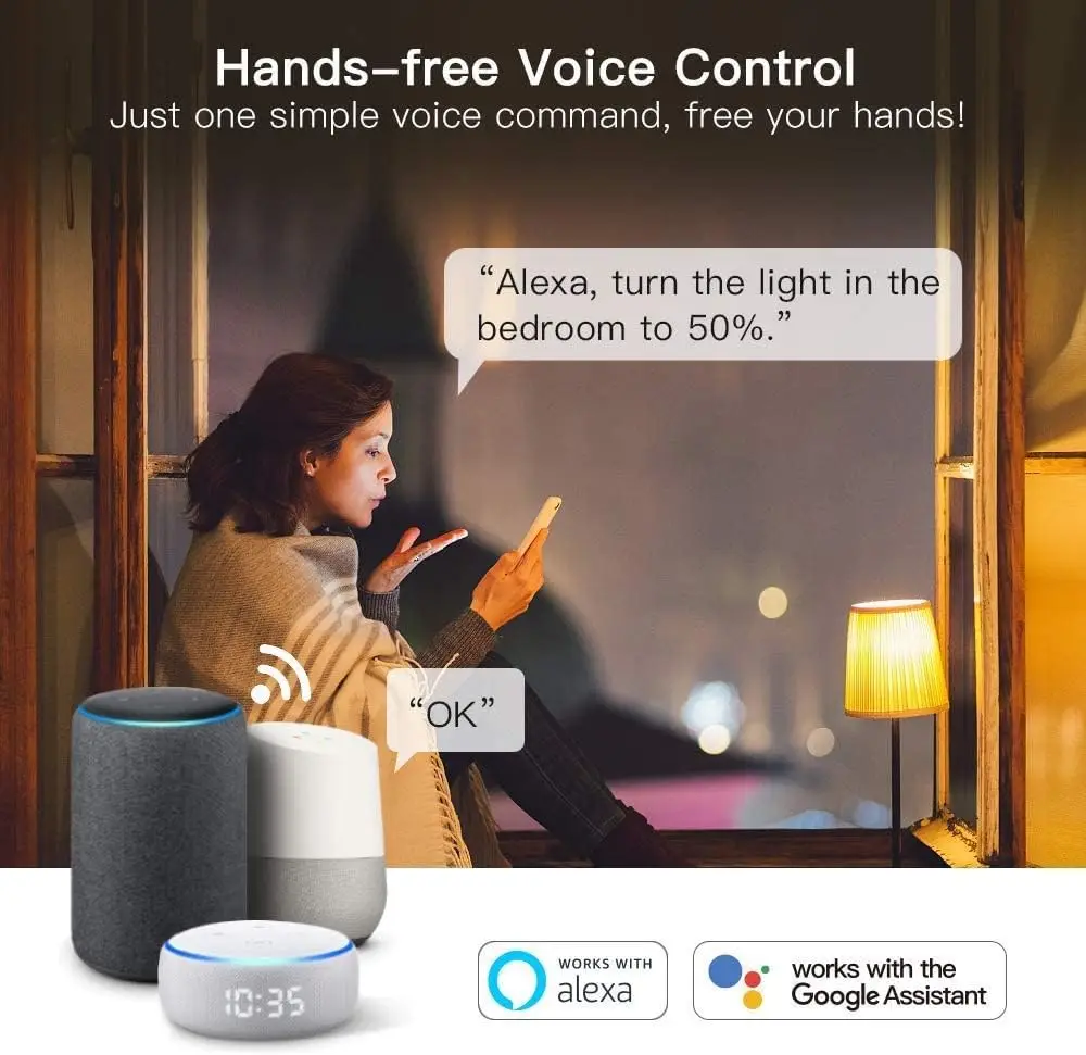 스마트 LED 전구, TUYA 와이파이 앱, 알렉사 구글 음성 제어, RGBCW 색상 변경, 60W 교체 조명, 음악 타이머, 그룹 85-265V, A60, A19