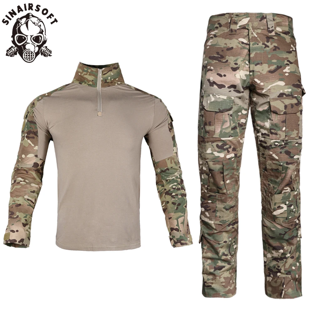 SINAIRSOFT Men Tactical Hunting Clothes Suit G3 Uniform Suit Pants with Shirt Paintball Aisorft Camo Clothes Game Field Survival