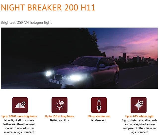 OSRAM-faro halógeno para coche, bombillas originales de 12V y 55W, 200 H11,  más brillo, fabricado en Alemania, 64211NB200, 2 unidades - AliExpress