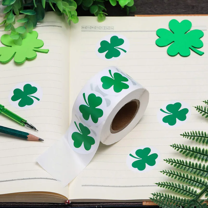 50-500pcs Labels St. Patrick's Day Stickers Shamrock Stickers 1inch Adhesive Label For Kids Decoration And Stationery Sticker