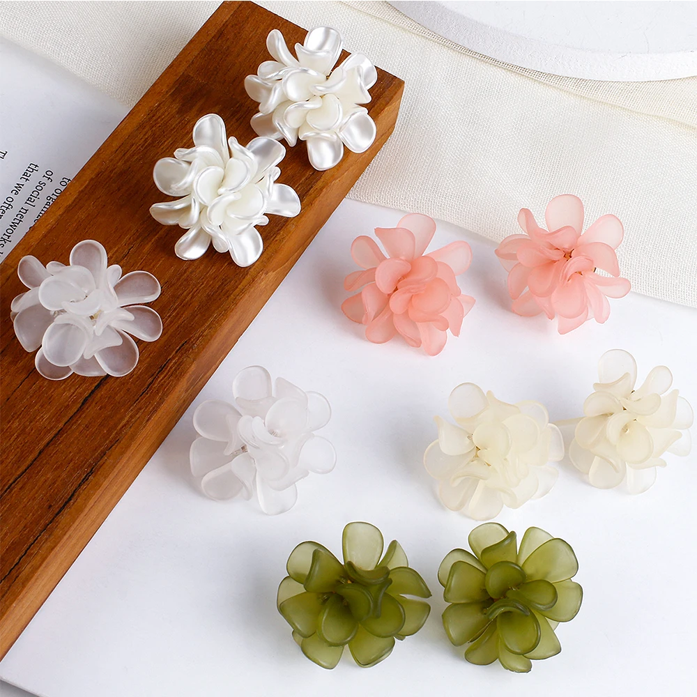 NEW Design Hyperbole Resin Flower Earrings Women Acrylic Big White Orange Green Flower Holiday Party Earrings Gifts ForGirl