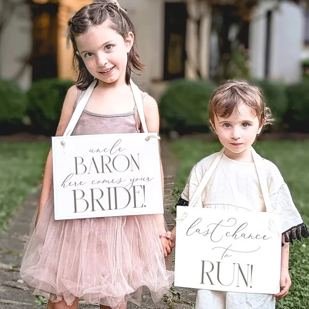 Personalized Wedding Signs for Ring Bearer, Flower Girl, Uncle Personalized Name, Here Comes Your Bride, Last Chance to Funny