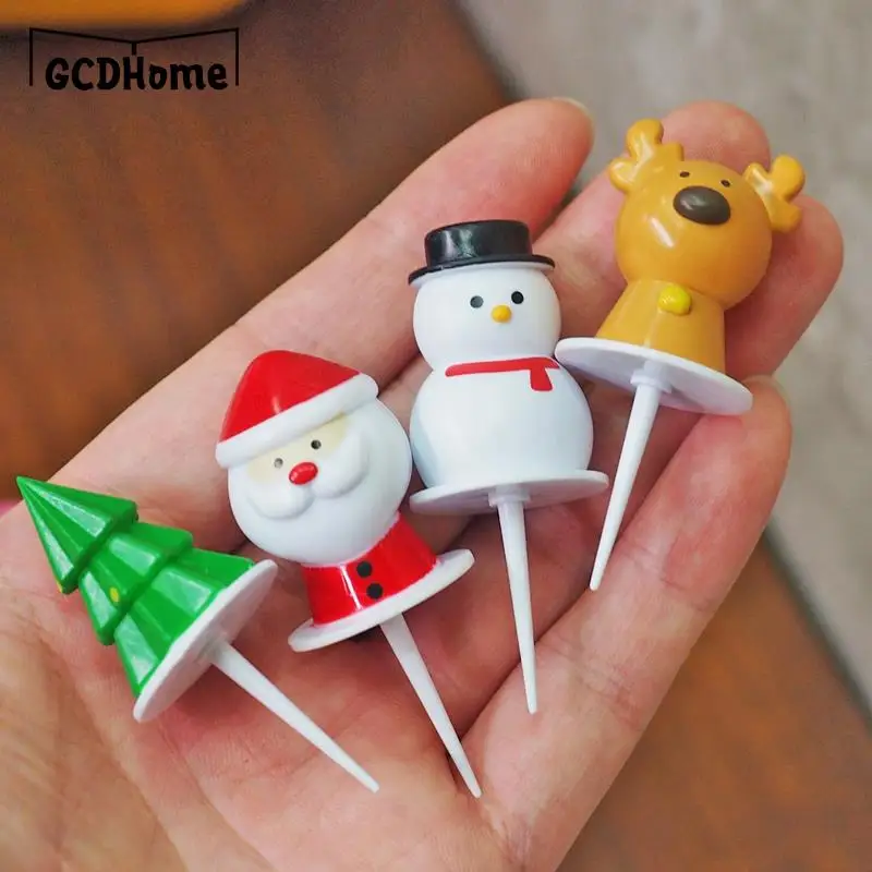 

1Pc Christmas Animal Fruit Fork Food Grade Plastic Mini Cartoon Kid Cake Fruit Toothpick Bento Lunch Bento Party Decoration