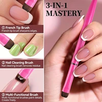 1/4pcs Brosse à ongles française 3-en-1 avec embouts multifonctionnels - Brosse fine pour nail art pour ongles en gel et acrylique, nettoyage précis 4