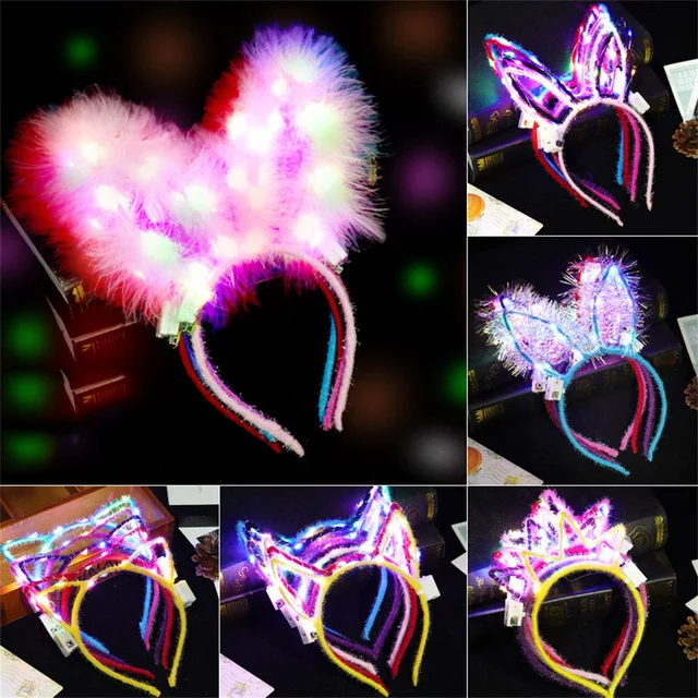 6-40Lot Glow Party Set Glow Sticks Bulk Party Supplies Luminous Cat Ears  Glow Headband Light up Mens Bow Tie LED Hair Scrunchies - AliExpress