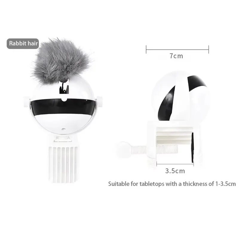 Automatic Cat Teaser Toy Hands-Free Play 7cm Ball Clamp Design 5-Minute Simple Style Auto Shutoff Cat Playing for Pets Ball Toy