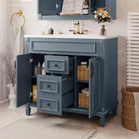 36” Bathroom Vanity with Sink, Single Sink Vanity Cabinet Set with 36” Countertop & Integrated Sinks, 2 Doors & 2 Drawers 1