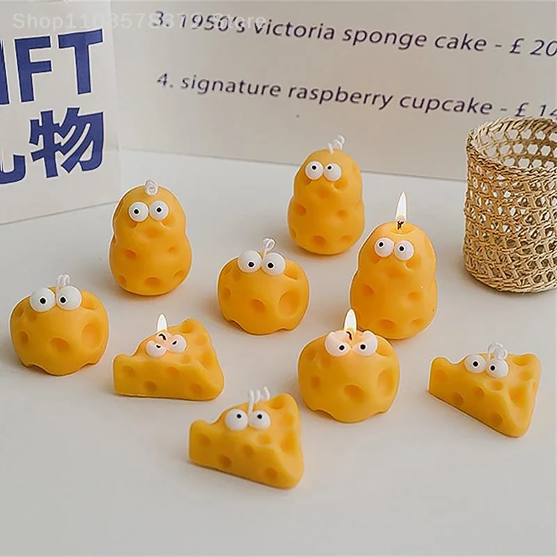 

Mini Cheese Fragrance Candle Cheese Flavor Scented Candle Fragrance Home Decoration Creative Ornament Funny Cheese Souvenir Gift