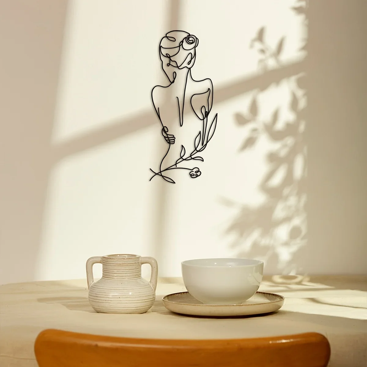 Minimalistische Wandkunst aus Metall mit Paar-Silhouette – modernes Liebessymbol aus schwarzem Stahl für Schlafzimmer/Wohnzimmer – Detail 5