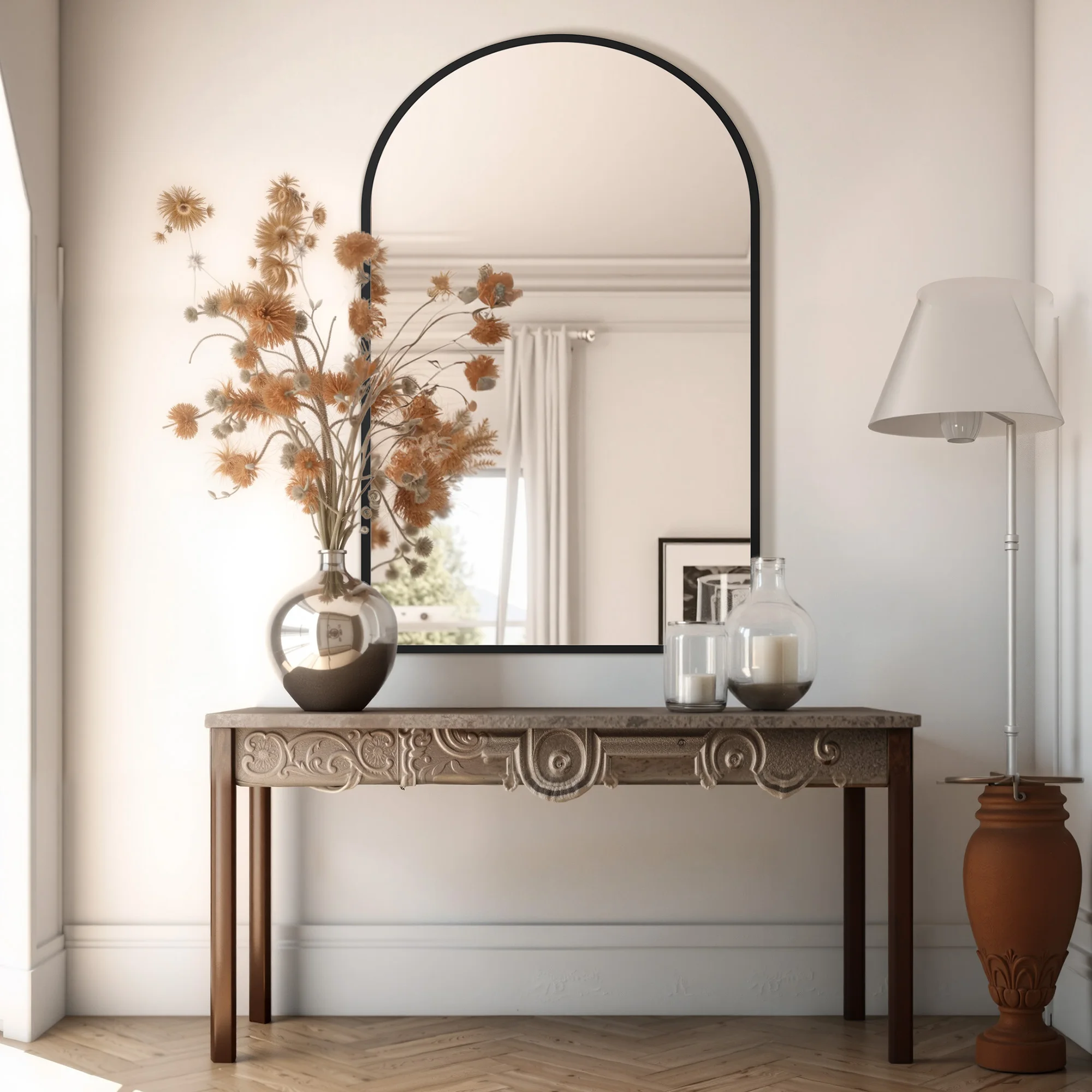 Arched Metal Wall Mirror 2