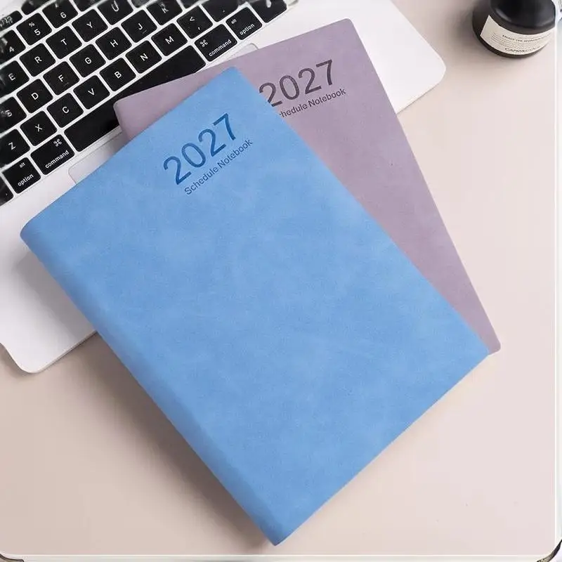 2027 데일리 플래너 PU 가죽 밴드 노트북 시간 관리 저널 320페이지 스케줄 북