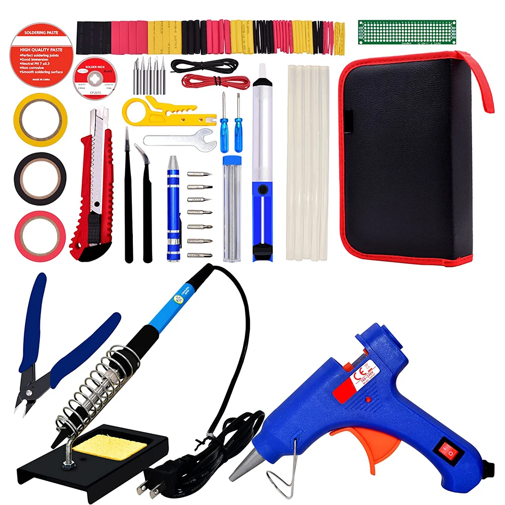 60W Digital Electric Soldering Iron Kit Set Temperature Adjustable 110V Welding Tool Ceramic Heater Soldering Tips Rework soldering stations Welding Equipment