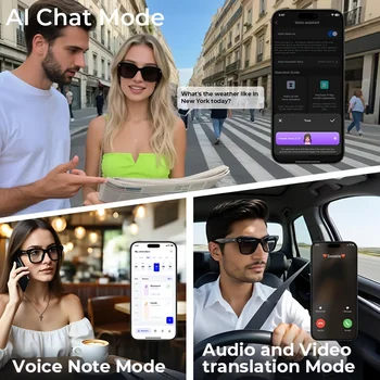 AI Smart Video Glasses with Camera and Photo Capabilities, featuring an 8MP camera, 1080P HD video recording, 4K resolution, 6