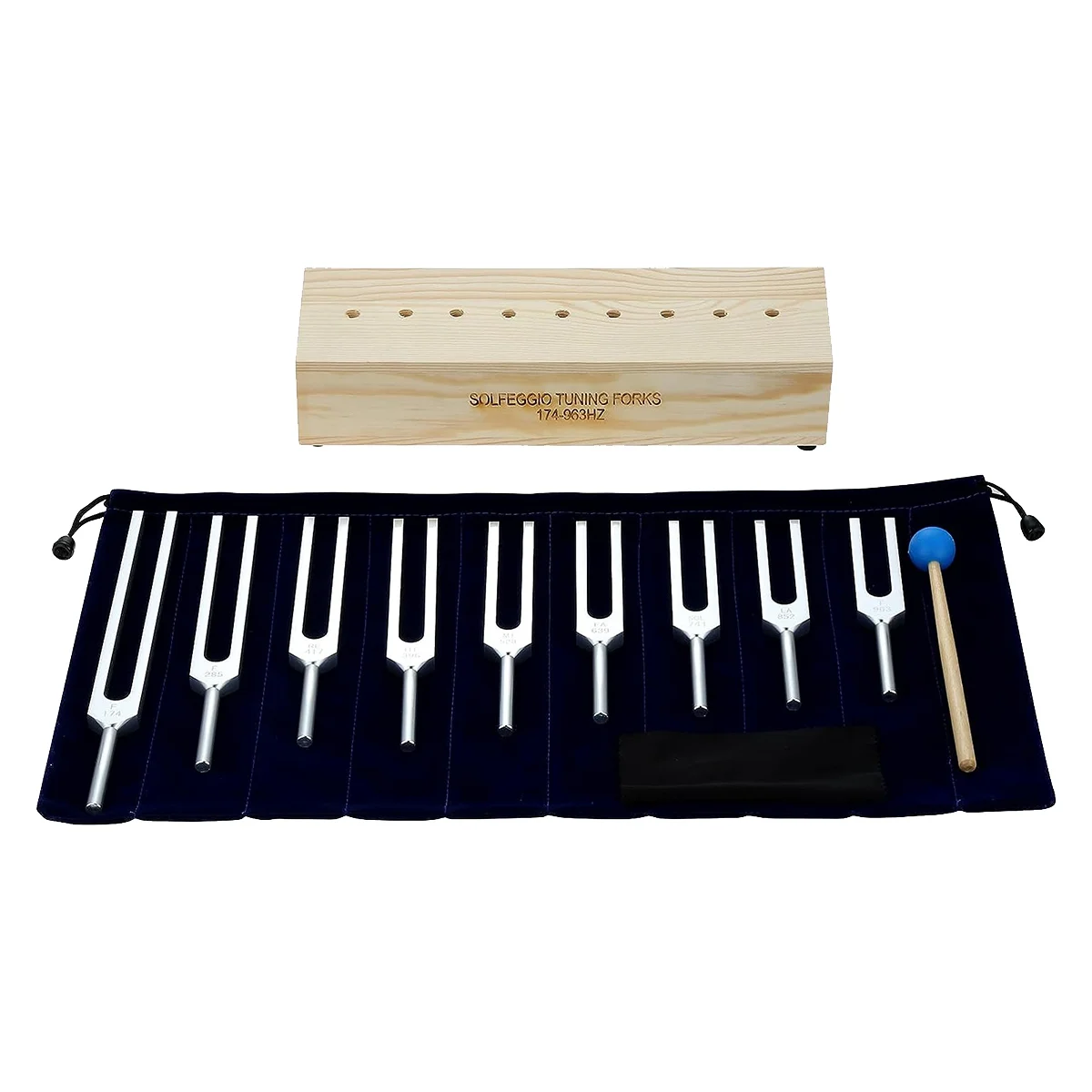 9PCS Tuning Fork Set,Tuning Forks Chakra for Healing Meditation Yoga Relaxation Instrument with Wooden Stand 3