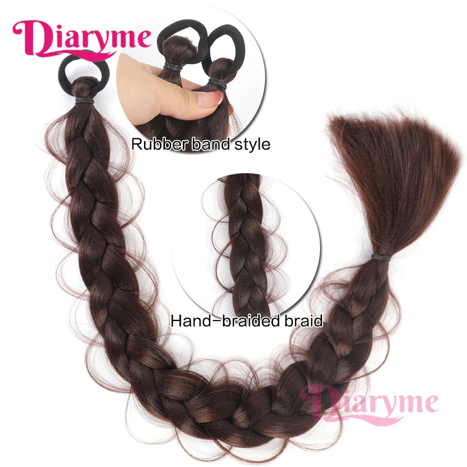 Long Braided Ponytail Extension with Elastic Hair Band Wrap Around Hair Extensions Ponytail Natural Soft Synthetic Hair Pieces