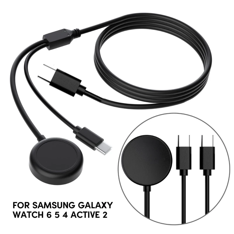 

Charger Power Adapter for Galaxy Watch6 4 5 Active 2 Magnetic 2 in 1 Fast Charging Cable Cord Dock Bracket Station