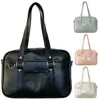 Women Jk School Handbag Large Capacity PU Anime Crossbody Bag Transparent Love Heart Shoulder Uniform Bag for Shopping Commuting 1