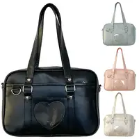 Women Jk School Handbag Large Capacity PU Anime Crossbody Bag Transparent Love Heart Shoulder Uniform Bag for Shopping Commuting 1