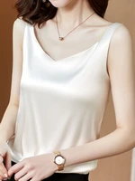 Korean Silk Women Blouses Shirt Woman Satin Blouse Tops Women Satin Lace Embroidery Blouse Top Woman V-neck Printing Shirts Tops - Image 4