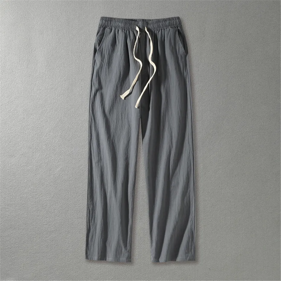 Linen Pants Men Plus Size 9XL 8XL Pants Summer Linen Trousers Male Fashion Casual Solid Color Pants Big Size 8XL 9XL 2