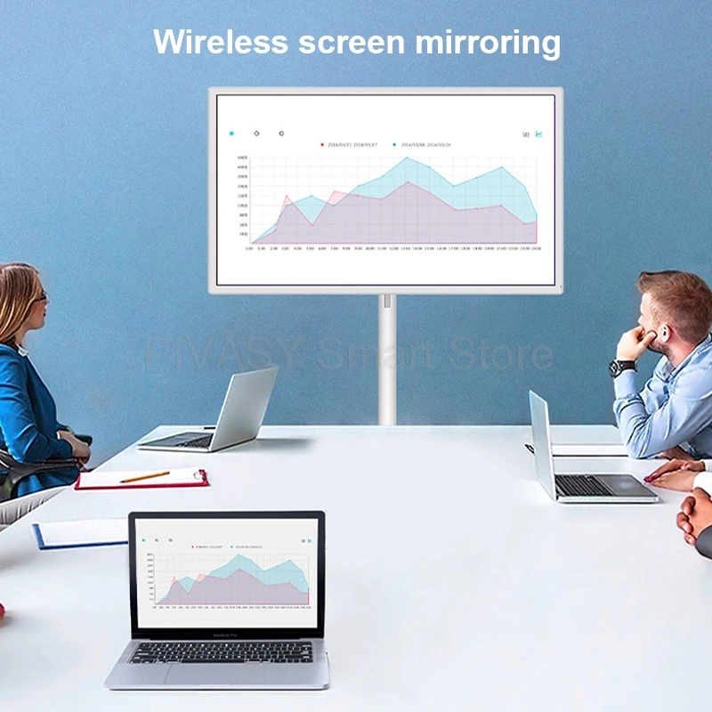 Touch Screen 21.5/31.5 Inch Smart TV Rotatable Movable Monitor for Fitness Gaming interactive with Floor Stand Battery Rotatable 4