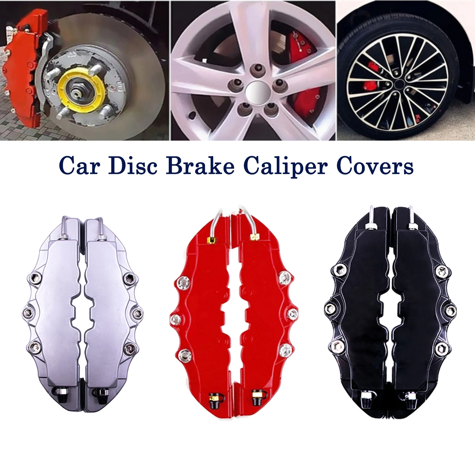 Brake Caliper Cover 1Pair Car Disc Brake Caliper Covers Universal High Gloss Heat Resistant 3d Disc Car Covers brake dust covers