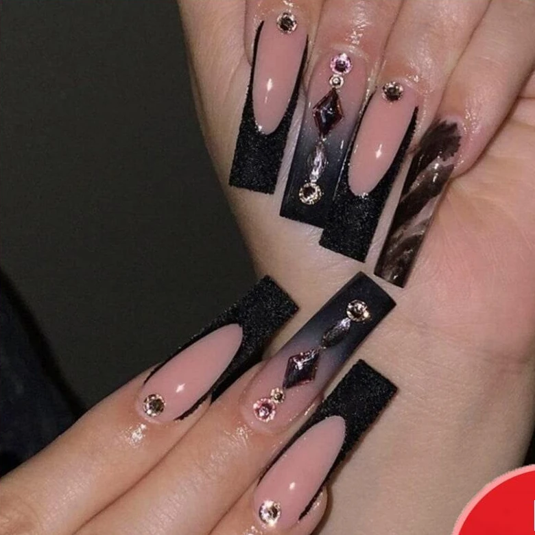 ネイルチップ バレリーナ Amazon | Sethexy 手作りネイルチップ ロングバレリーナチップ バラ