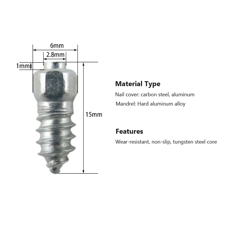 Steel Wheel Tyre Stud Screws Snow Tire Spikes for Car Auto SUV ATV Snow Nail Anti-Slip Screws 50/100PCS 12mm/15mm/0.59"