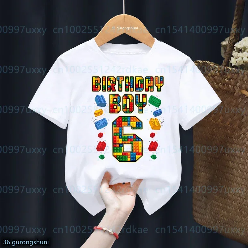 Summer Kawaii Kids 2-9th Birthday Master Builder Block Building Boys Cotton Tshirt Cute Children Tshirt Boys Tshirt Top 3