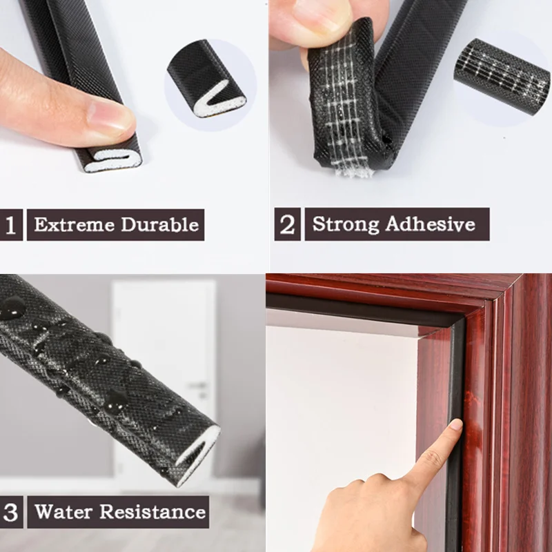 Door Weatherstripping Soundproof Foam 6M Multi-Type Self Adhesive Soundproof Foam Door Window Sealing Strips