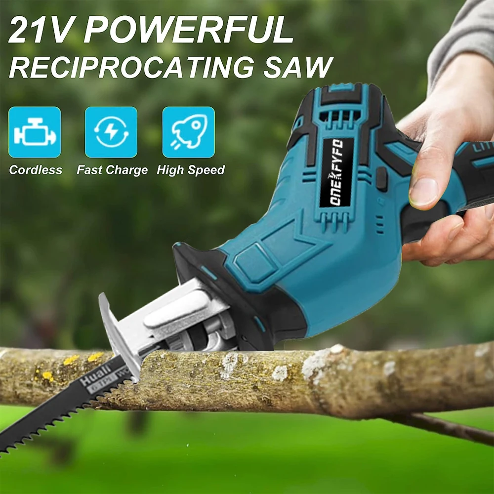 Cordless Reciprocating Saw Adjustable Speed Chainsaw Wood Metal PVC Pipe Cutting Bandsaw Power Tool for Makita 18V Battery 3