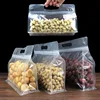 10pcs Transparent Food Bag Self-Sealing Bag With Handle Thickened Plastic Frosted Packaging Reusable Food Storage Ziplock Bag 1
