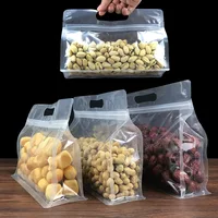 10pcs Transparent Food Bag Self-Sealing Bag With Handle Thickened Plastic Frosted Packaging Reusable Food Storage Ziplock Bag 1