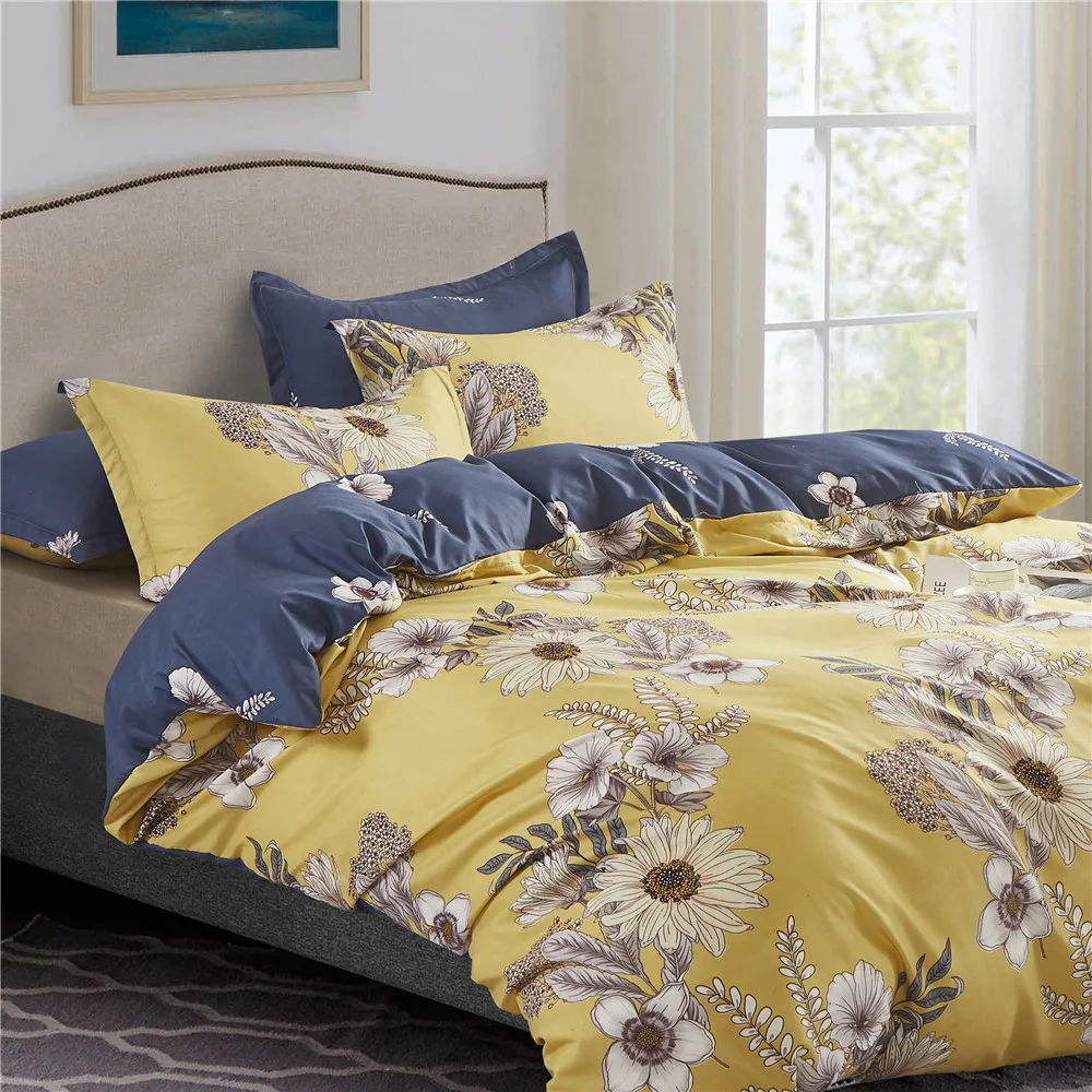 

HF Luxury Bedding Set Four-Piece Set Quilt Cover Jacquard Double-Sided Printed Duvet Cover Pillowcase 220 x 240 Queen King Size