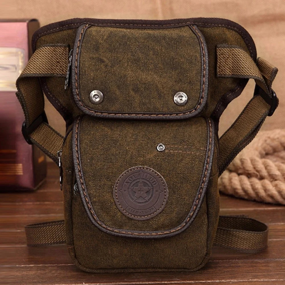 

Men Canvas Drop Leg Fanny Bag Belt Hip Bum Travel Famous Motorcycle Brand New Messenger Shoulder Military Riding Waist Pack Bags