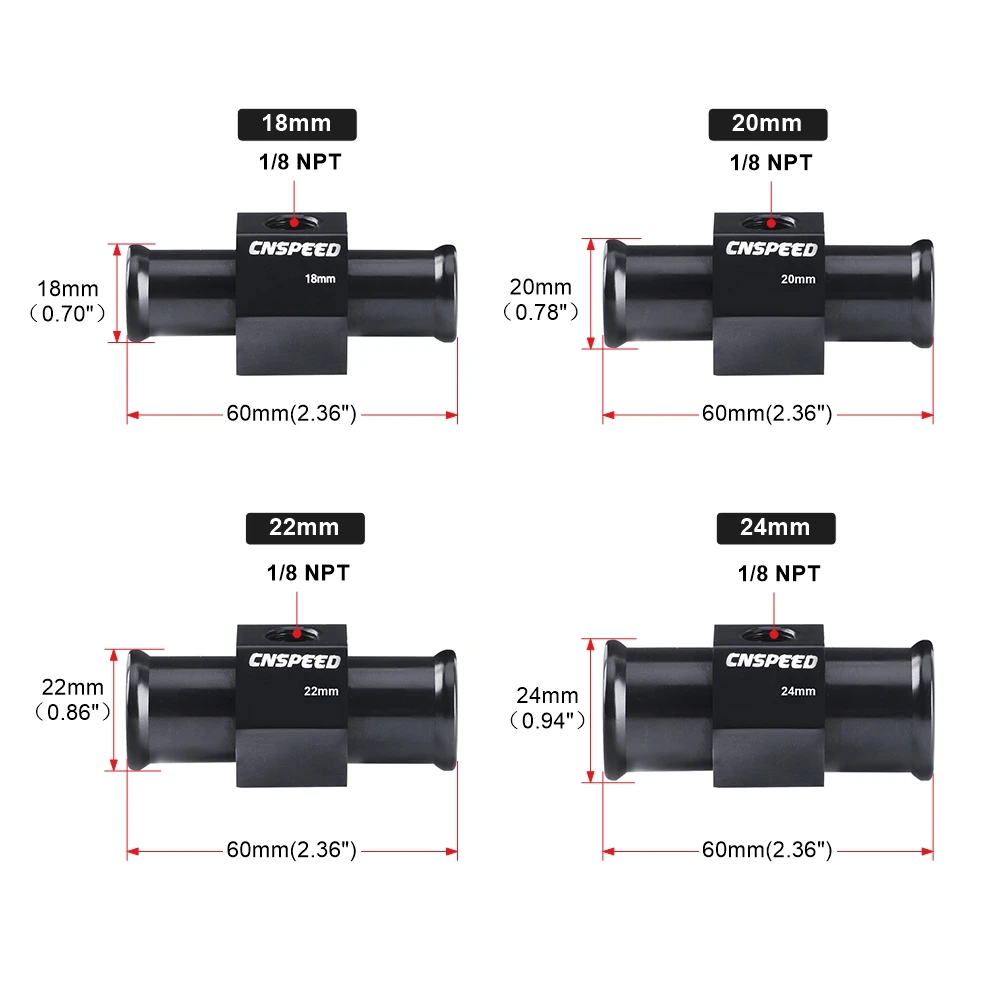 Black Water Temp Gauge Radiator 1/8Npt Temperature 18mm 20mm 22mm 24mm Water Temp Joint Pipe Sensor Hose Adapter