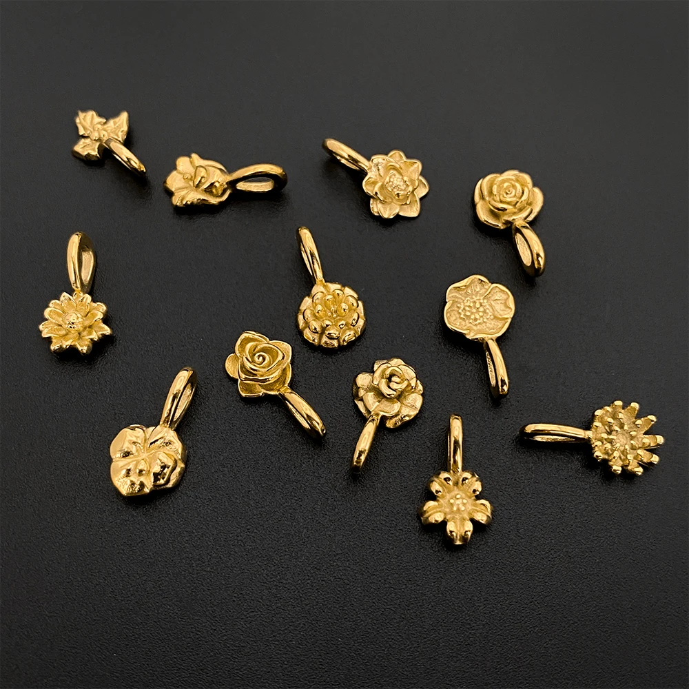 Stainless Steel Diverse Flower Charms for DIY Jewelry