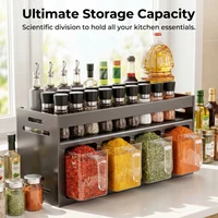 Étagère à épices de cuisine sans perçage, multifonctionnelle, murale ou à poser sur comptoir, pour le rangement des assaisonnements 6