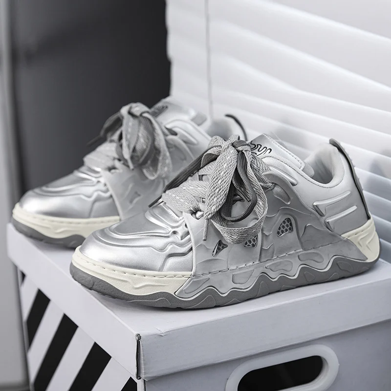 New Luxury Silver Skateboard Sneakers Uomo Streetwear Original Casual Superstar Shoes Uomo Designer Sneakers Vintage Mens Trainers