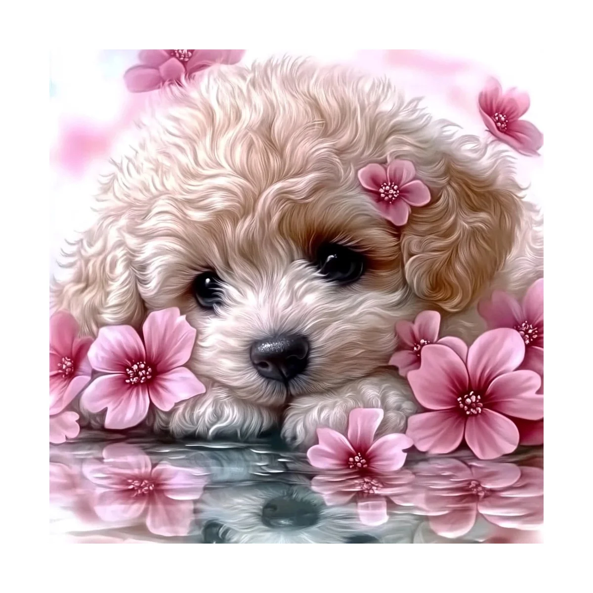 1 Stück 40x40 cm/15,74 Zoll, 11CT/14CT Druck-Kreuzstich-DIY-Set, Entspanntes Kreuzstich-Set für Erwachsene Anfänger, Kleiner Weißer Hund