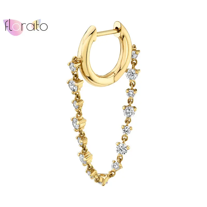 

1PC 925 Sterling Silver Needle Colorful Crystal Tassels Chain Drop Hoop Earrings for Women 2023 INS Personality Earrings Jewelry