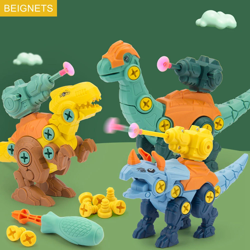 

DIY Dinosaur Toy Disassembly Assembly Building Blocks Screw Nut Combination Assembling Dinosaur Model Educational Toy For Kids